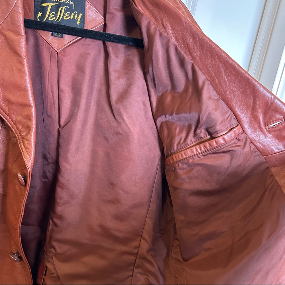 Vintage Leathers by Jeffery Men’s Brown Leather Jacket‎ Size 42 - Picture 9 of 13